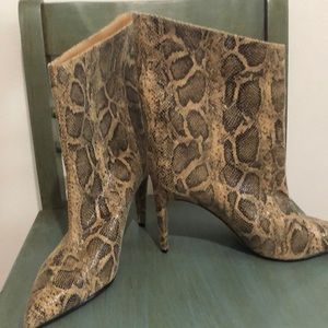 Express snakeskin Bootie! Brand New! Wide width at the ankle! Beautiful!